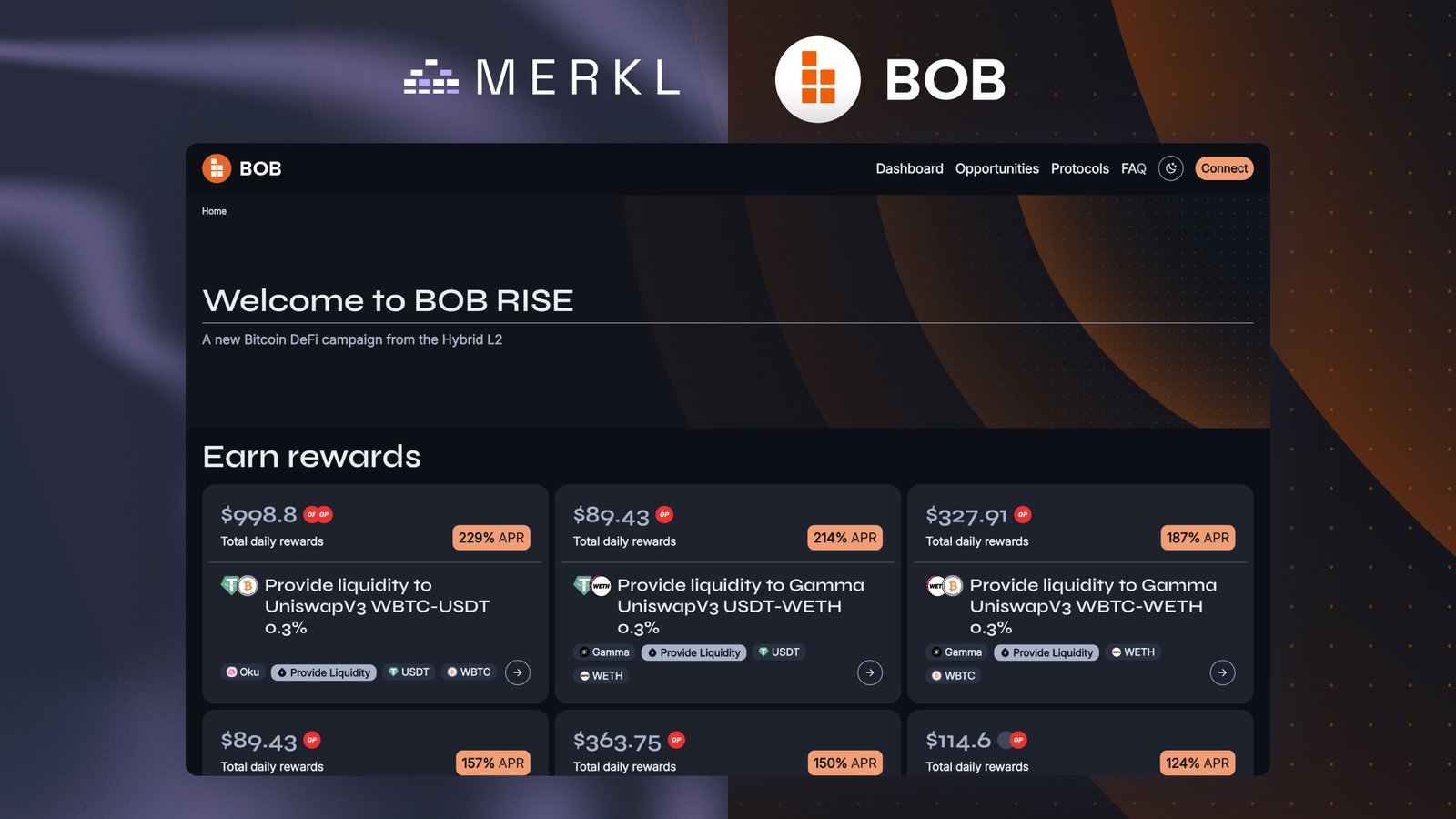 BOB Rise Bitcoin DeFi incentive program Merkl platform
