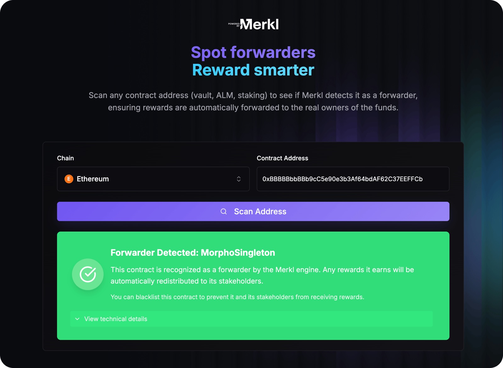 Merkl forwarder scan