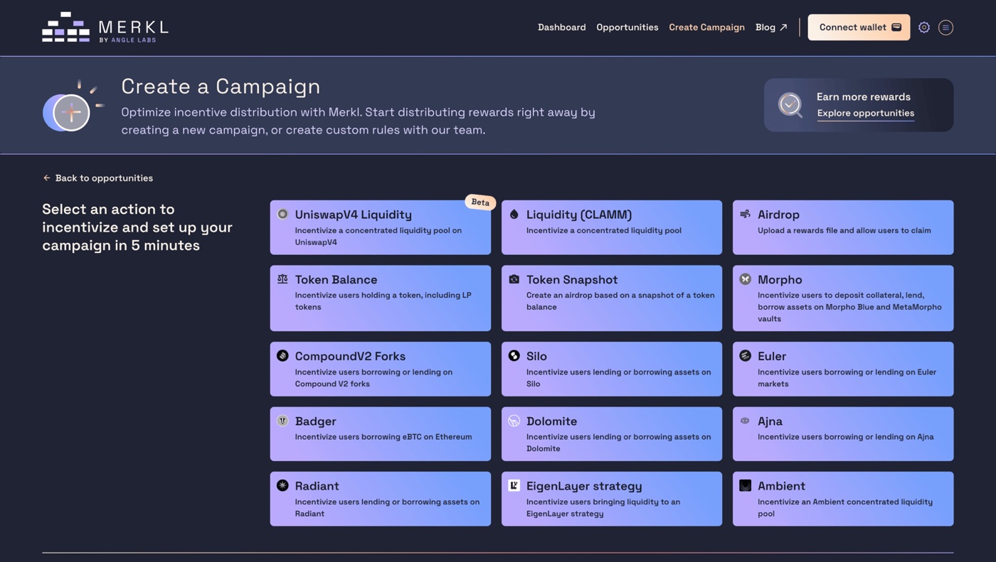 Merkl Uniswap v4 incentive campaign creation