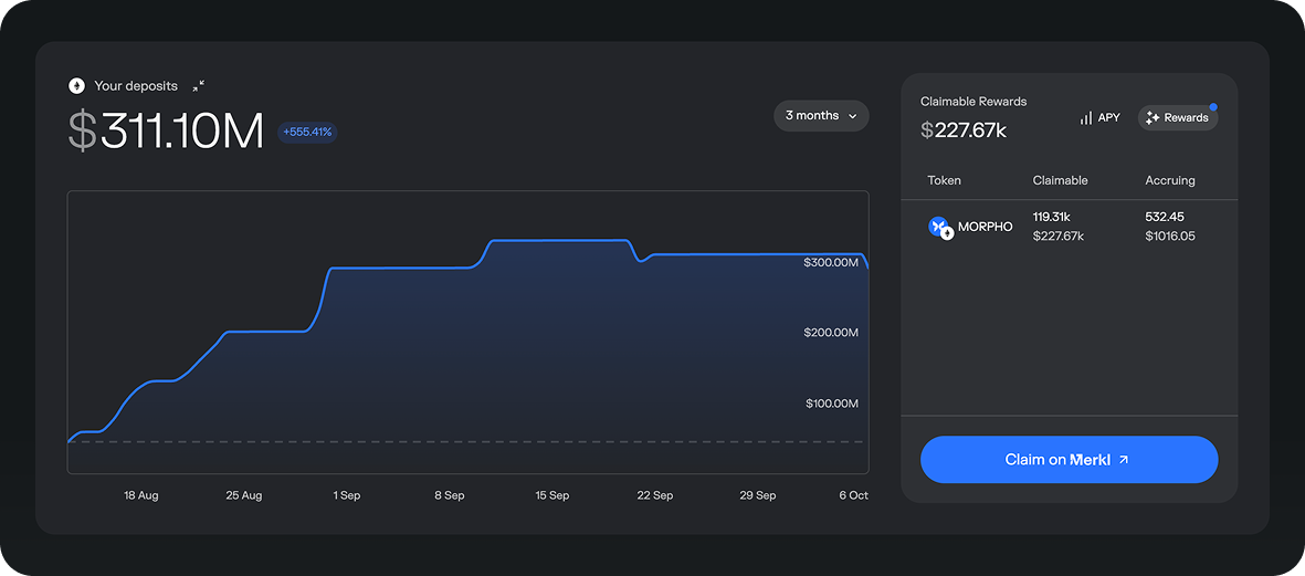 Claim rewards on Merkl via the Morpho app